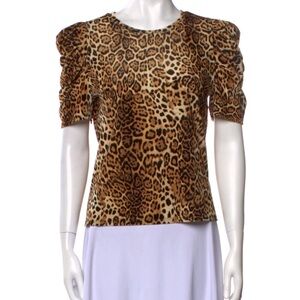 Leopard Print Puff Sleeve Top